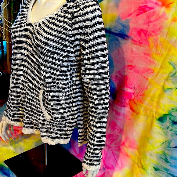 Roxy Slouchy Morning Stripe Sweater Hoodie Size L Navy & White - Picture 4 of 8